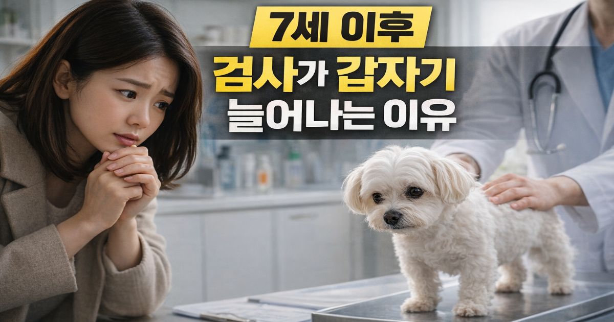 노령견 건강검진 항목 증가와 검사 변화 구조 설명 이미지