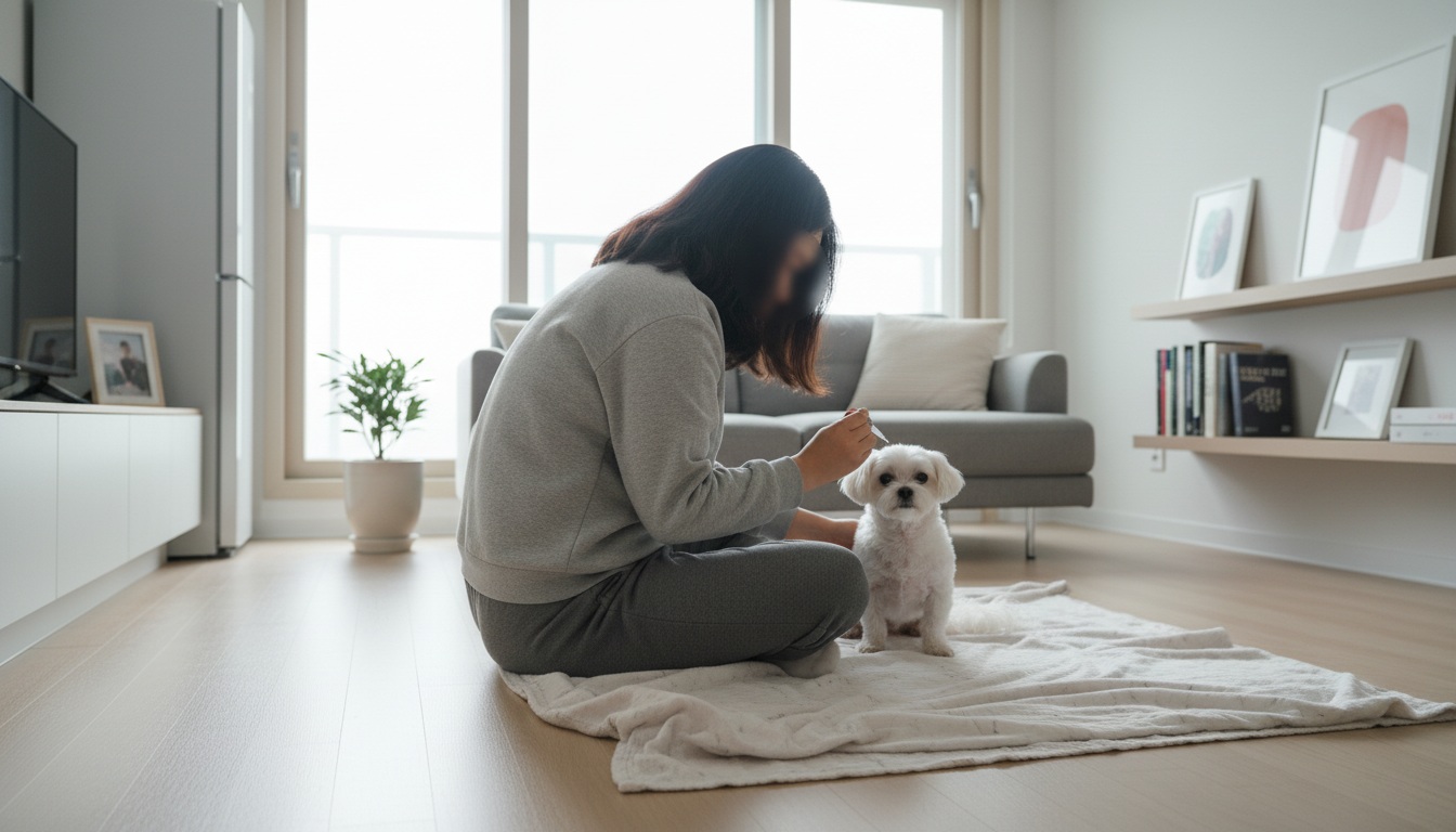 강아지 귀 청소 주기와 귀 건강 관리 장면