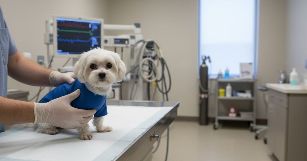 강아지 MRI 검사 비용 왜 비쌀까 구조 기준 정리 2 동물병원에서 강아지 MRI 검사를 위해 준비 중인 의료 환경과 검사 장면