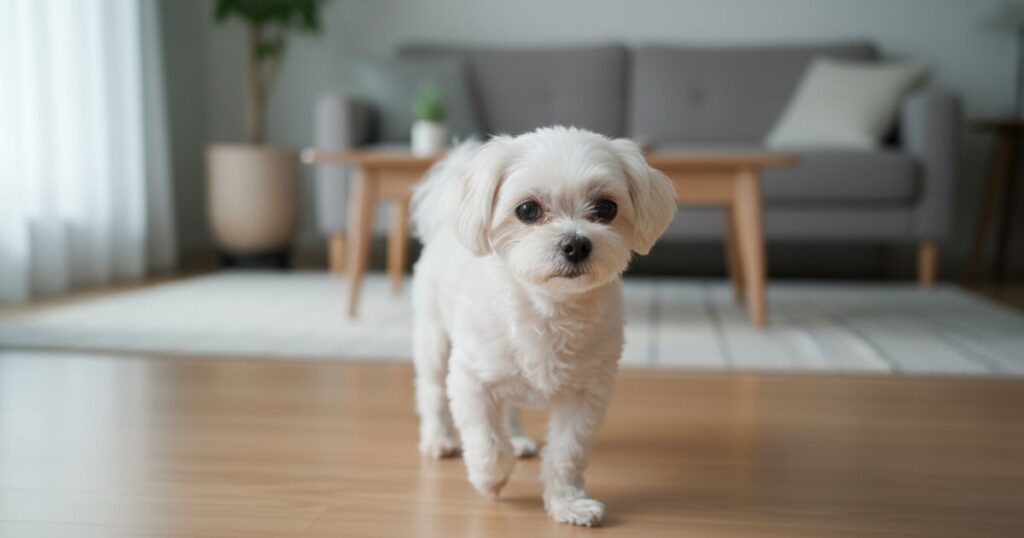 강아지 슬개골 탈구 수술 시기 언제 판단할까 데이터 기준 2 강아지 슬개골 탈구 수술 시기 판단 전 한쪽 다리 드는 모습