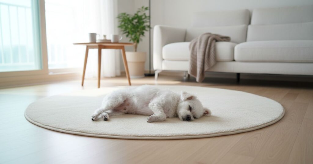 강아지 잠자는 시간 하루 몇 시간 정상일까 수면 행동 데이터 분석 2 실내에서 편안하게 잠든 강아지 수면 행동 모습