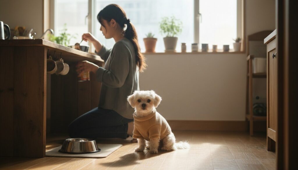 노령 반려견 식단 변화와 영양 관리 구조 데이터 분석 1 노령 반려견 식단 변화와 영양 관리 구조 데이터 분석 식사 준비 장면